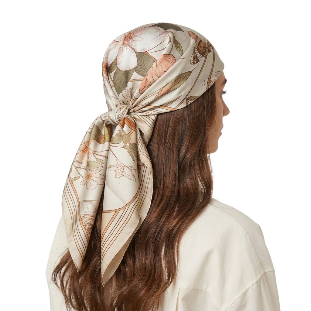 VIETNAMESE LOTUS SILK HEAD SCARF