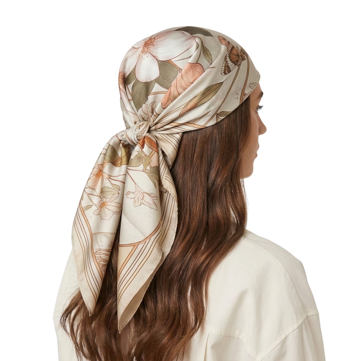 VIETNAMESE LOTUS SILK HEAD SCARF