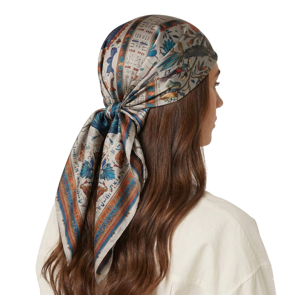 EGYPTIAN EAGLE SILK HEAD SCARF