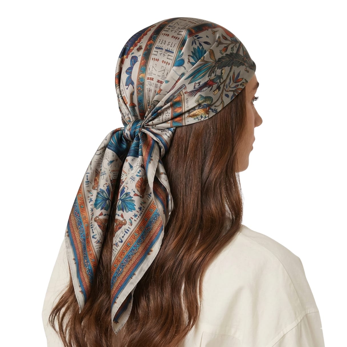 EGYPTIAN EAGLE SILK HEAD SCARF