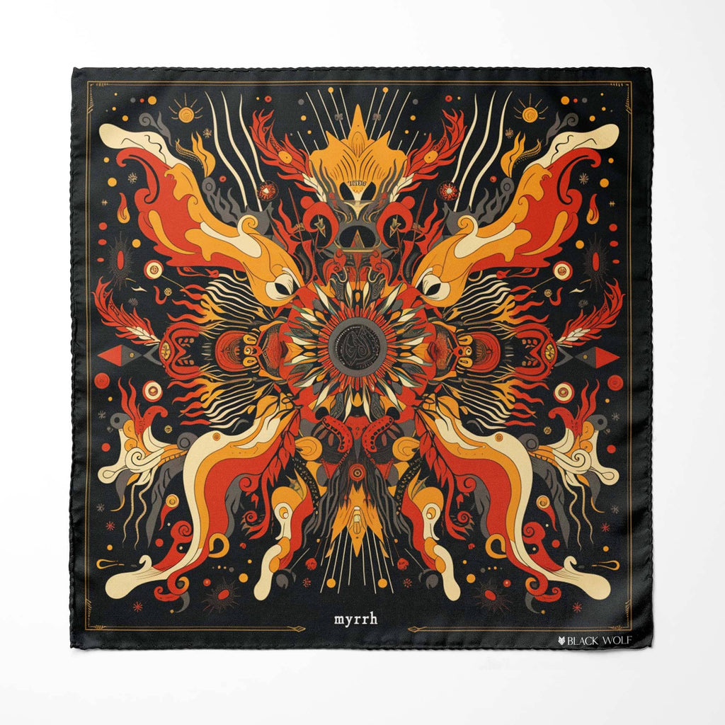 FIRE DRAGON SILK POCKET SQUARE