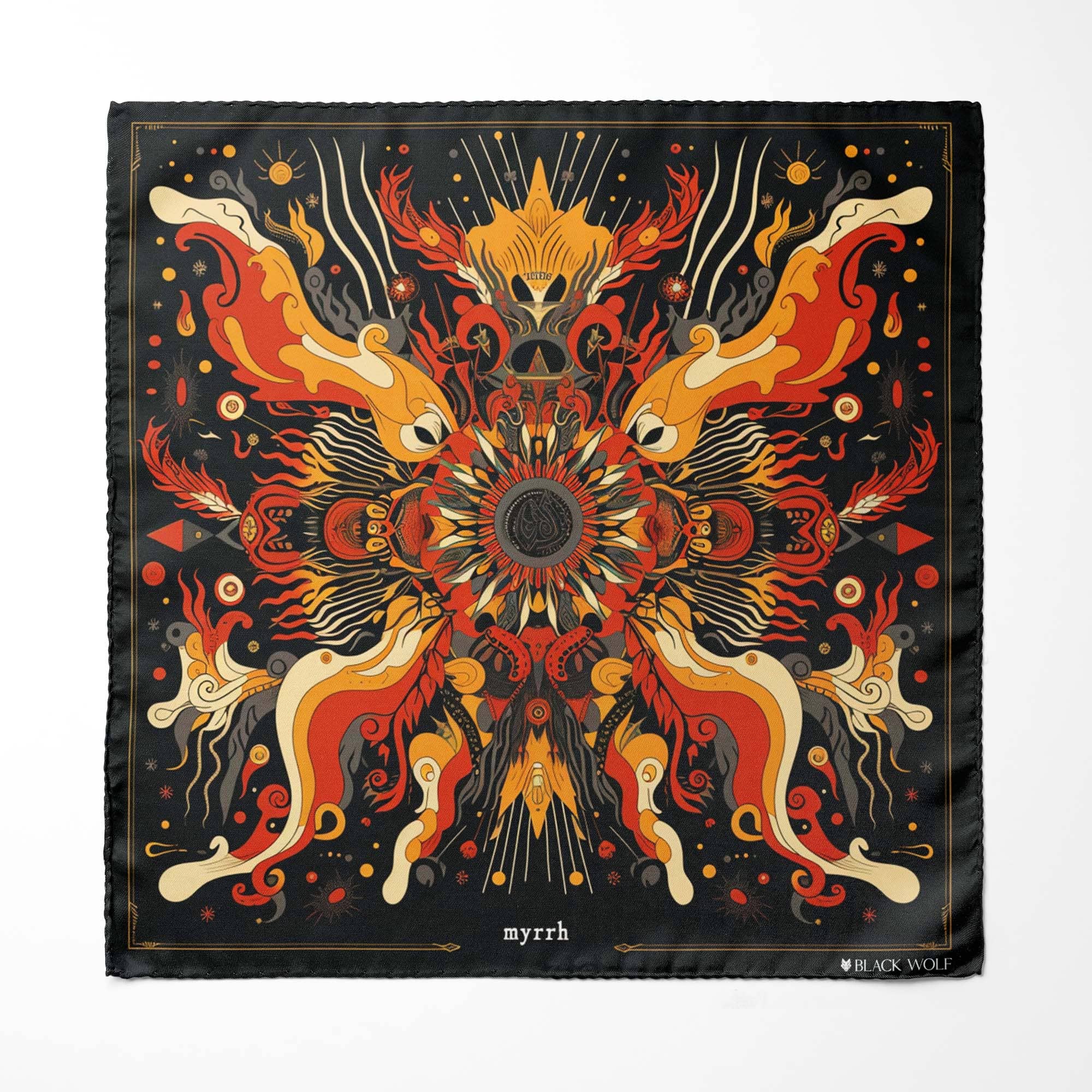 FIRE DRAGON SILK POCKET SQUARE