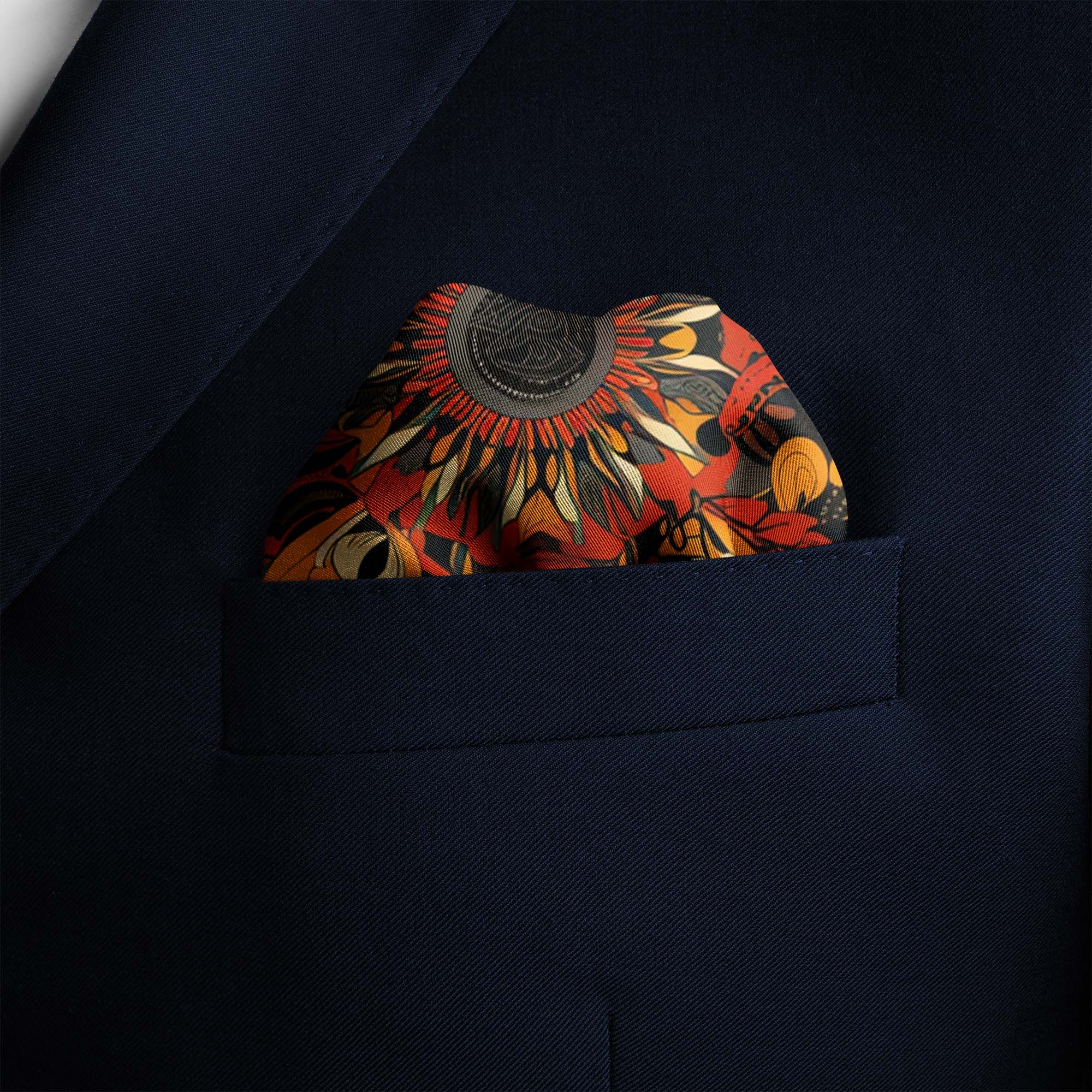 FIRE DRAGON SILK POCKET SQUARE