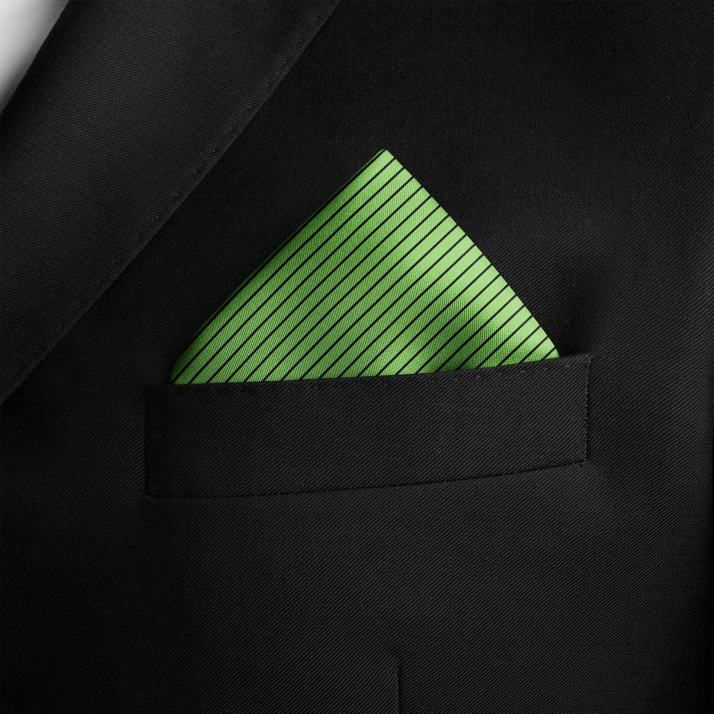 FERN GREEN STRIPE SILK POCKET SQUARE