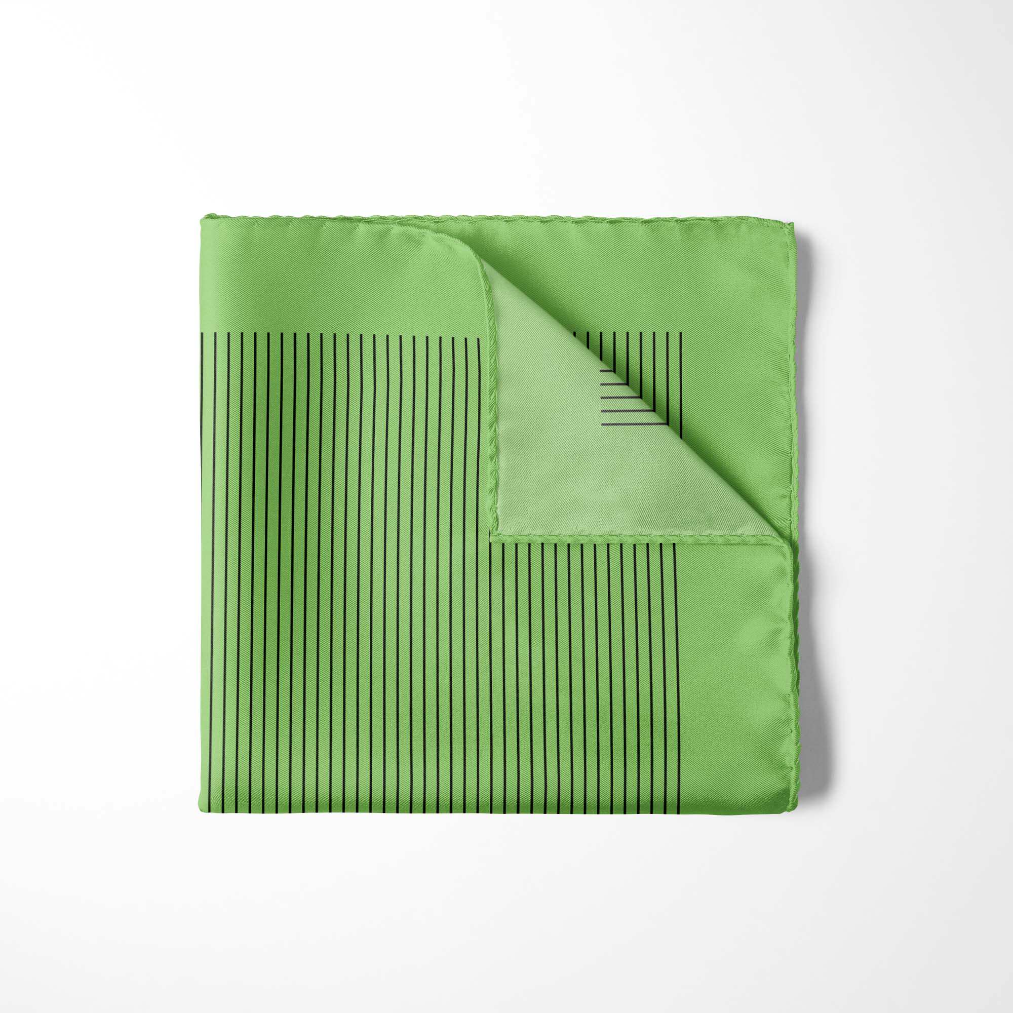 FERN GREEN STRIPE SILK POCKET SQUARE