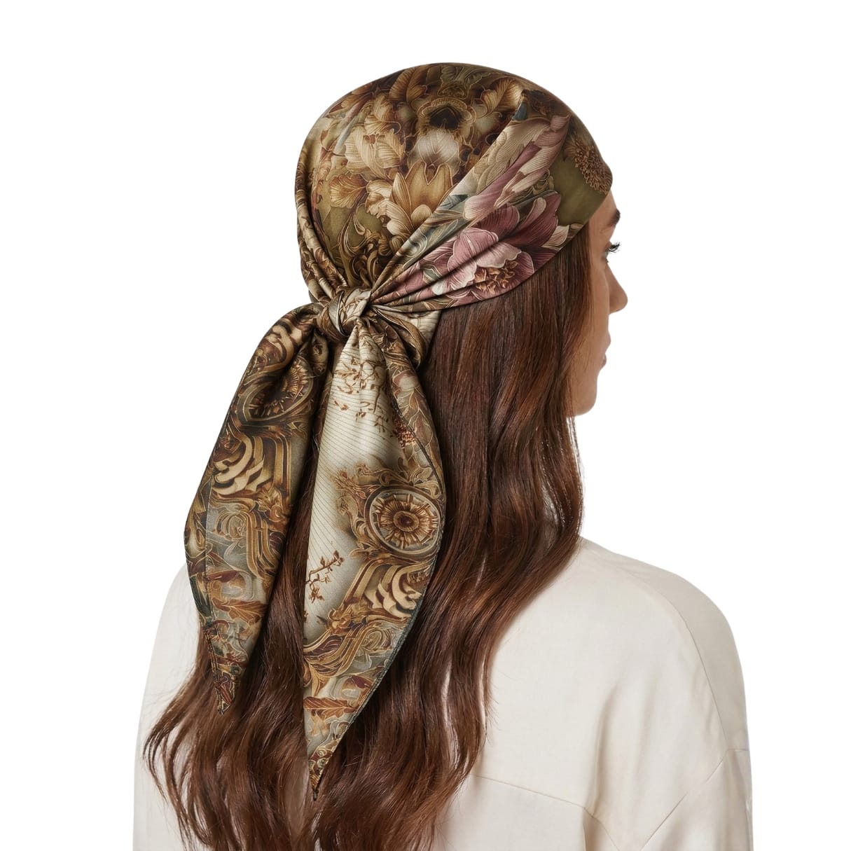 EXQUISITE CIRCULAR SILK HEAD SCARF