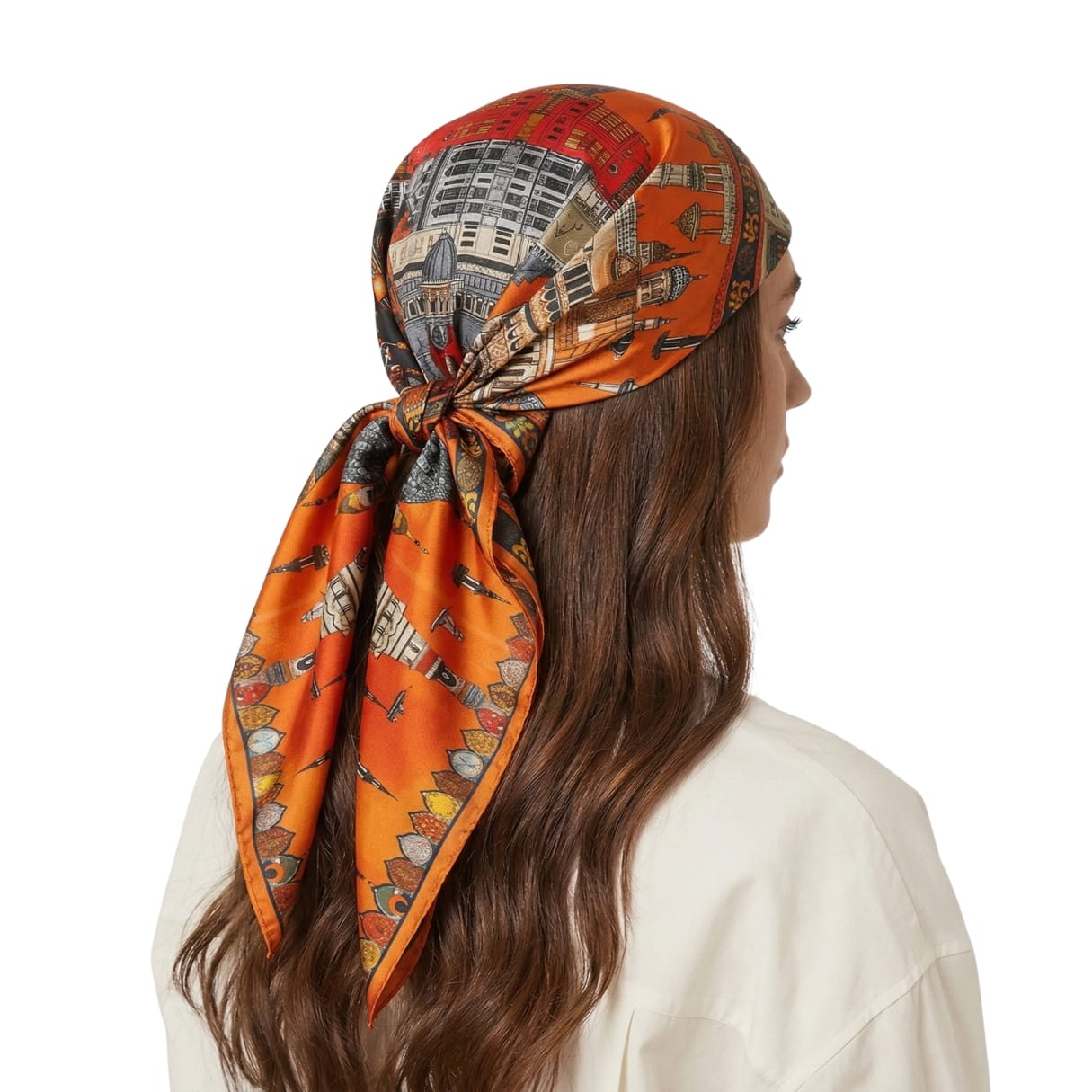 ARCHITECTURAL MOSAIC SILK HEAD SCARF
