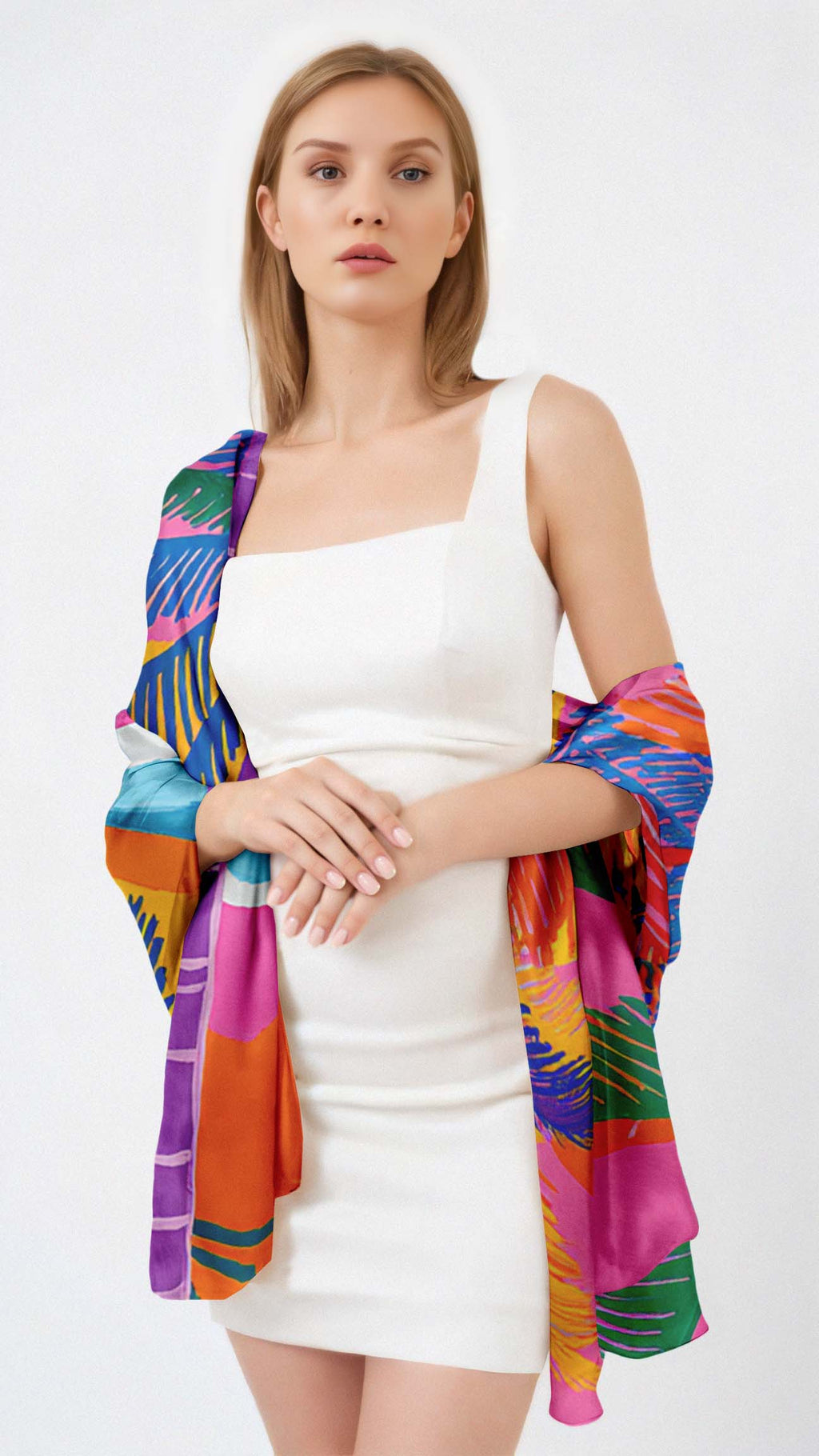 SUNSET PARADISE SILK LONG LADIES SCARF