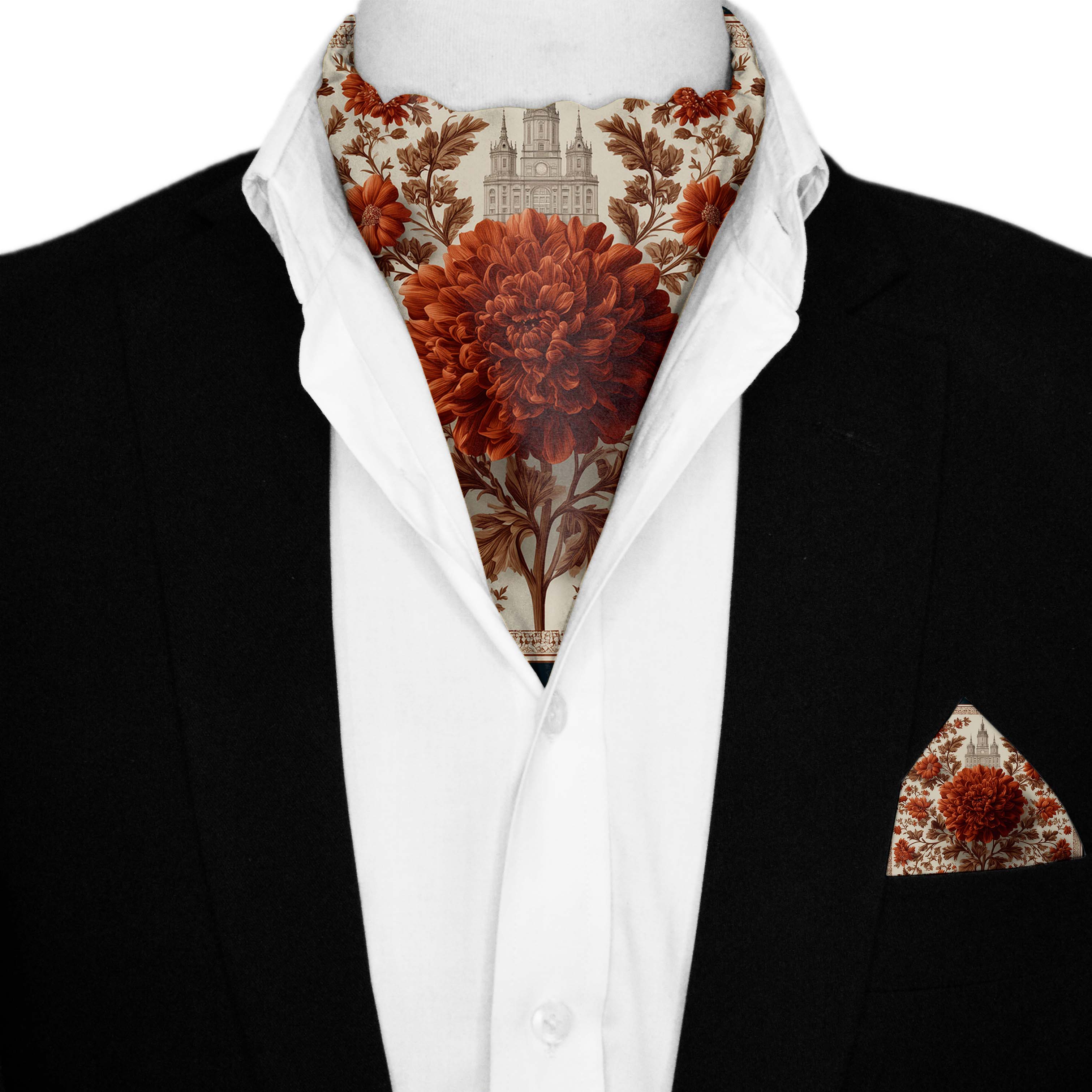 AMARANTH SILK ASCOT AND POCKET SQUARE SET – PREMIUM COLLECTION