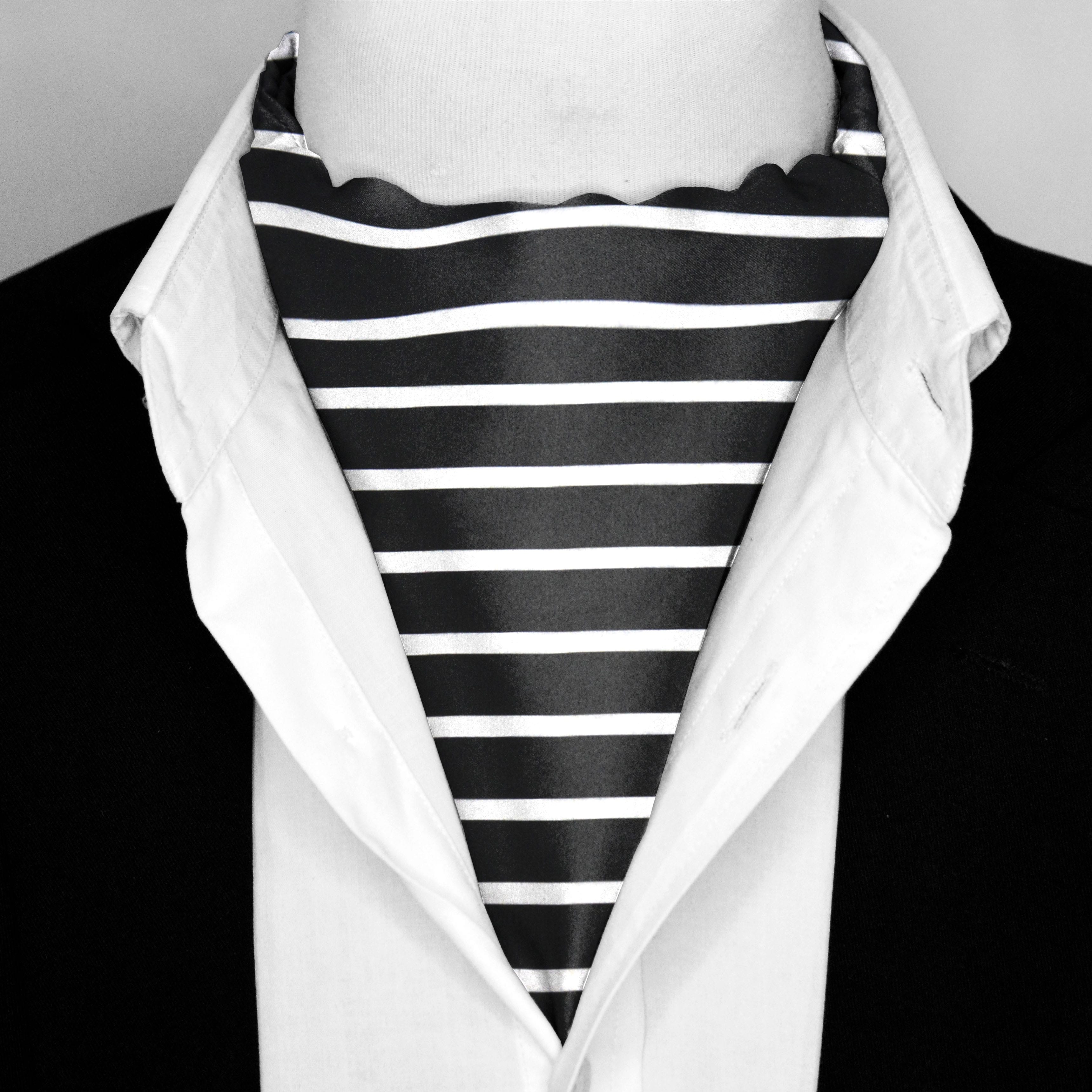 BLACK STRIPES SILK ASCOT –  PREMIUM COLLECTION