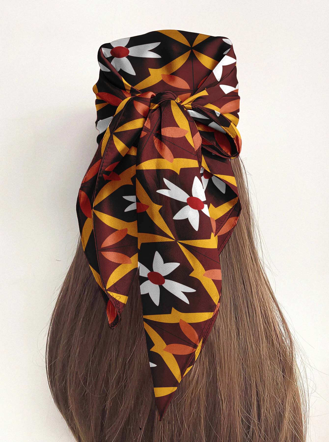 RETRO BLOOM SILK HEAD SCARF