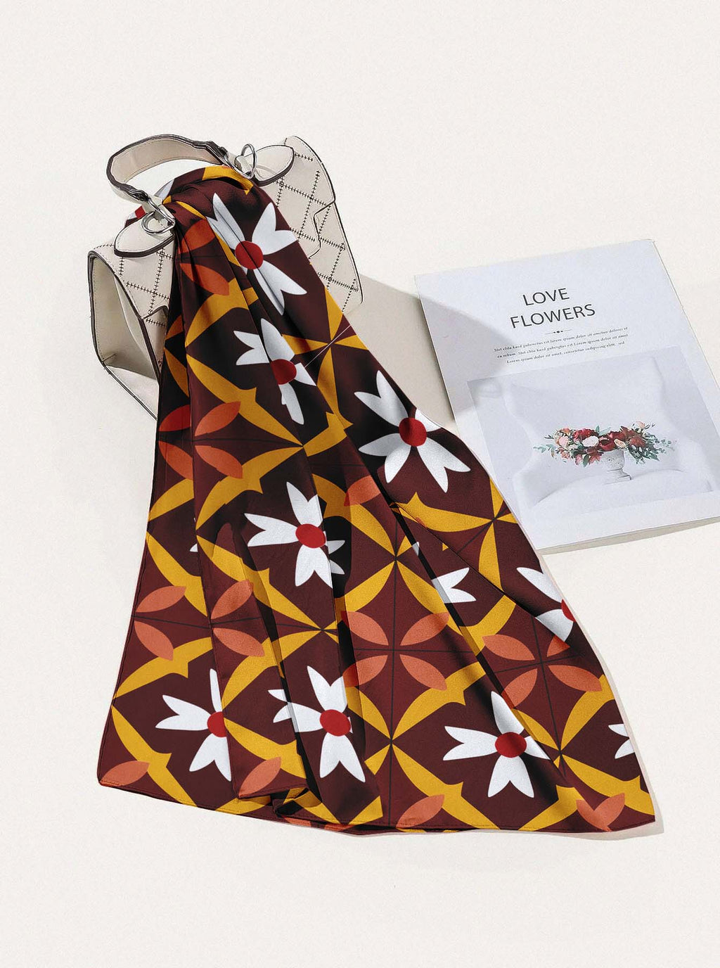 RETRO BLOOM SILK HEAD SCARF