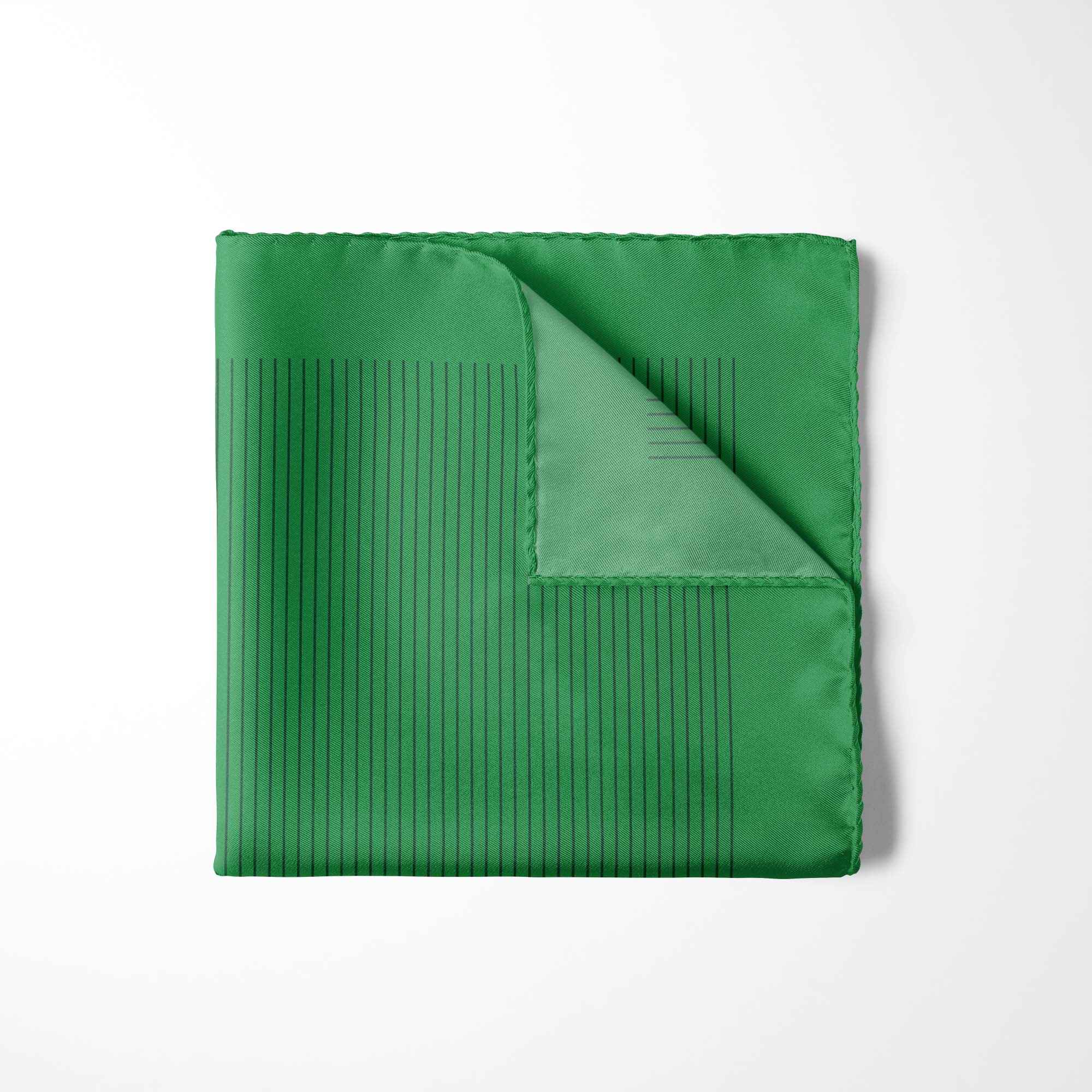 HUNTER GREEN STRIPE SILK POCKET SQUARE