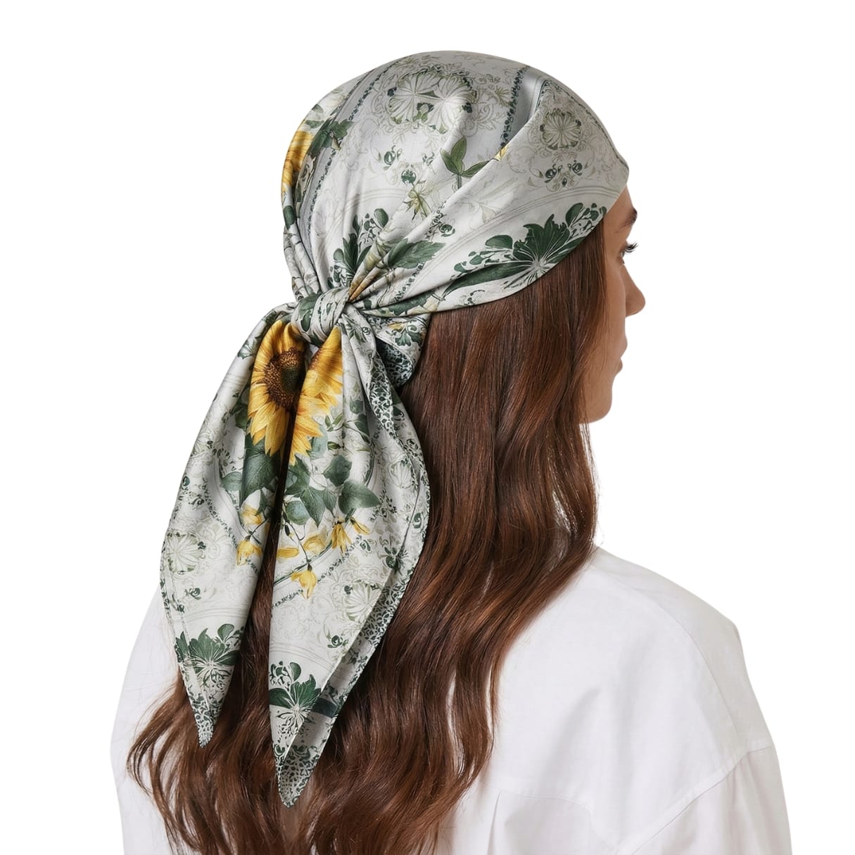 FLOWER MEADOW SILK HEAD SCARF