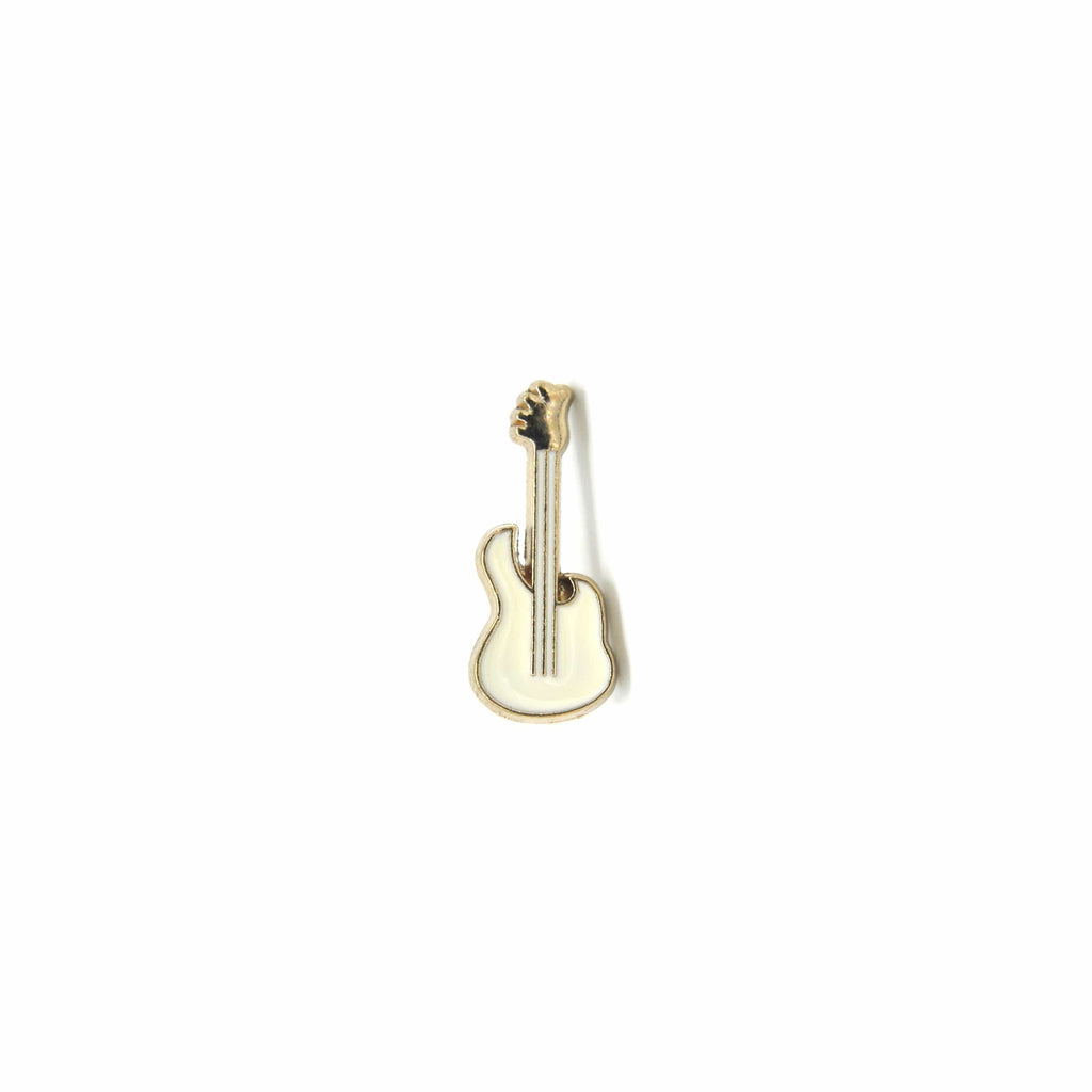 WHITE & GOLD GUITAR BROOCH