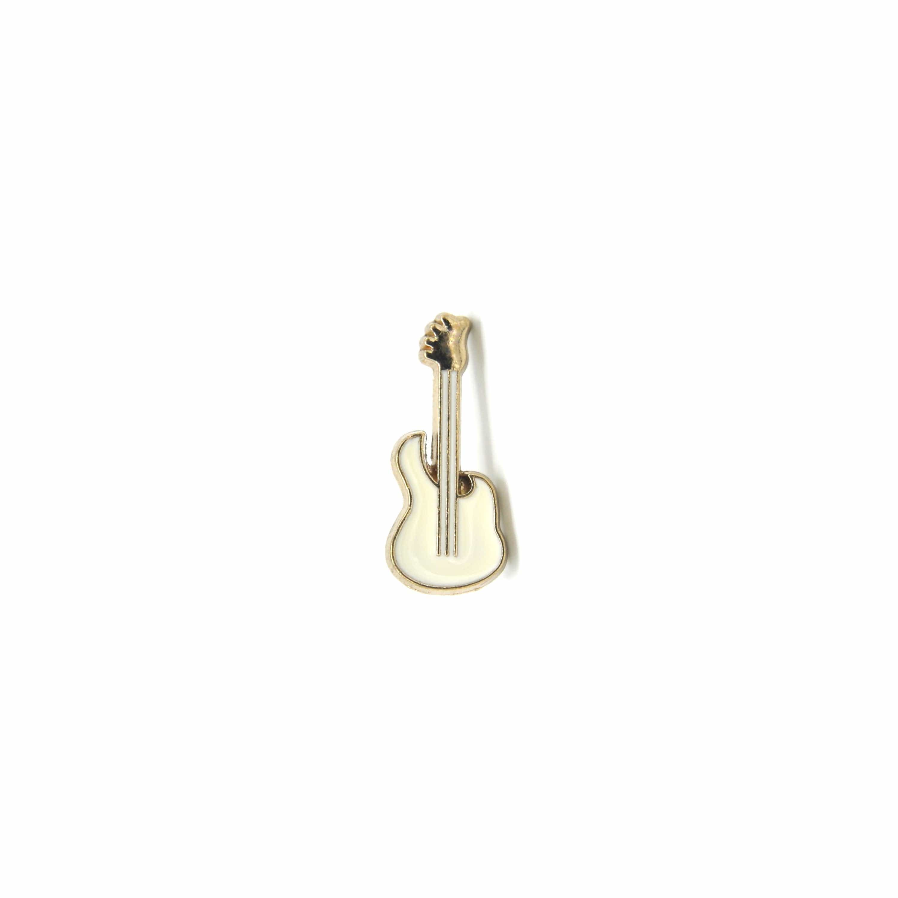 WHITE & GOLD GUITAR BROOCH