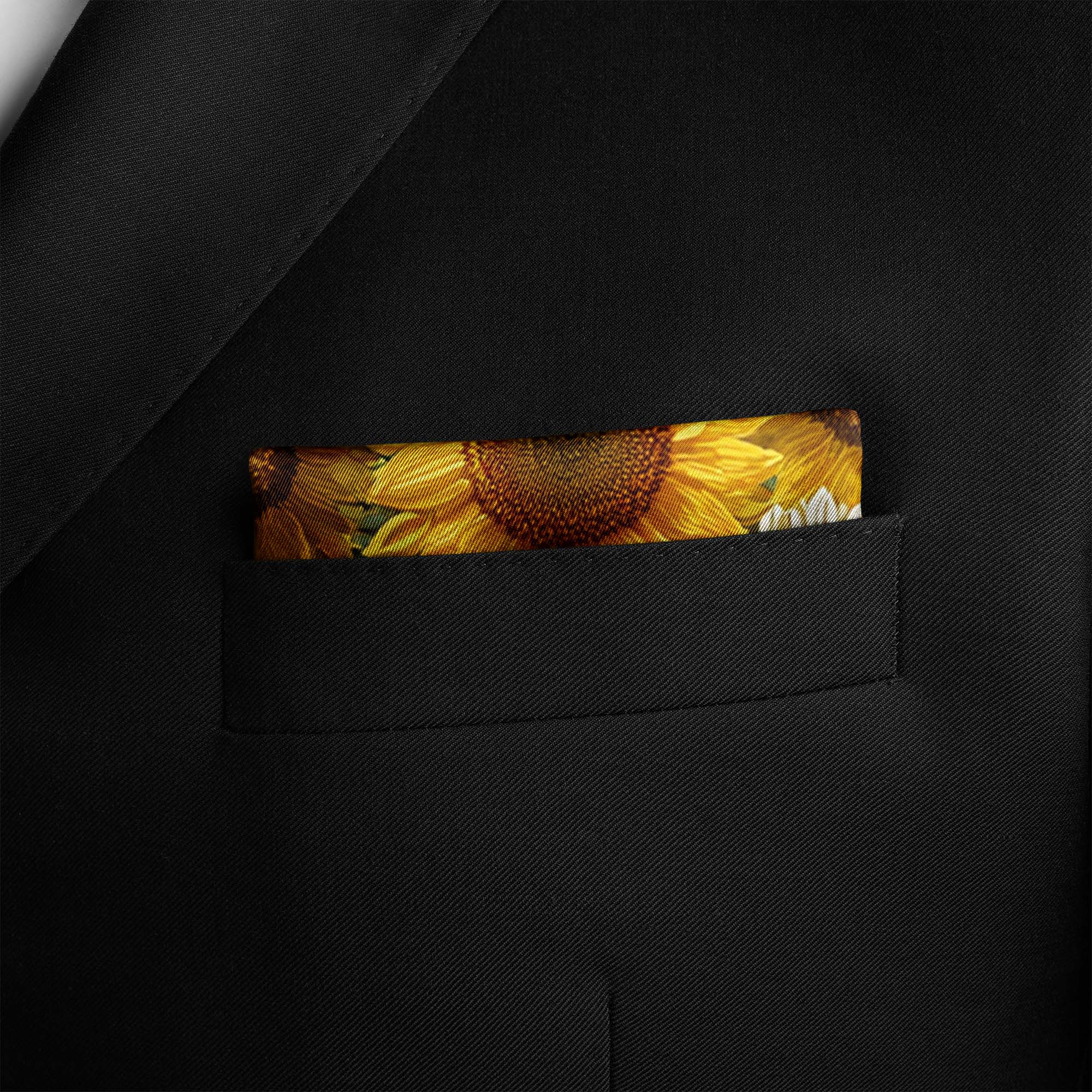 MIDNIGHT SUN GARDEN SILK POCKET SQUARE