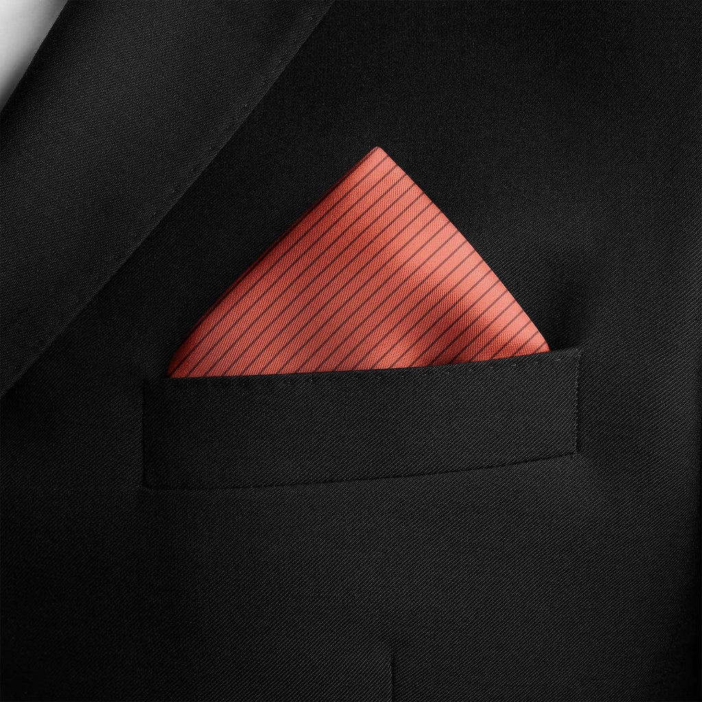 ORANGE STRIPE SILK POCKET SQUARE
