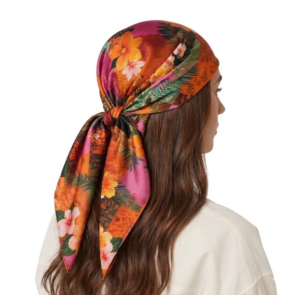 PARADISE FLORAL SILK HEAD SCARF