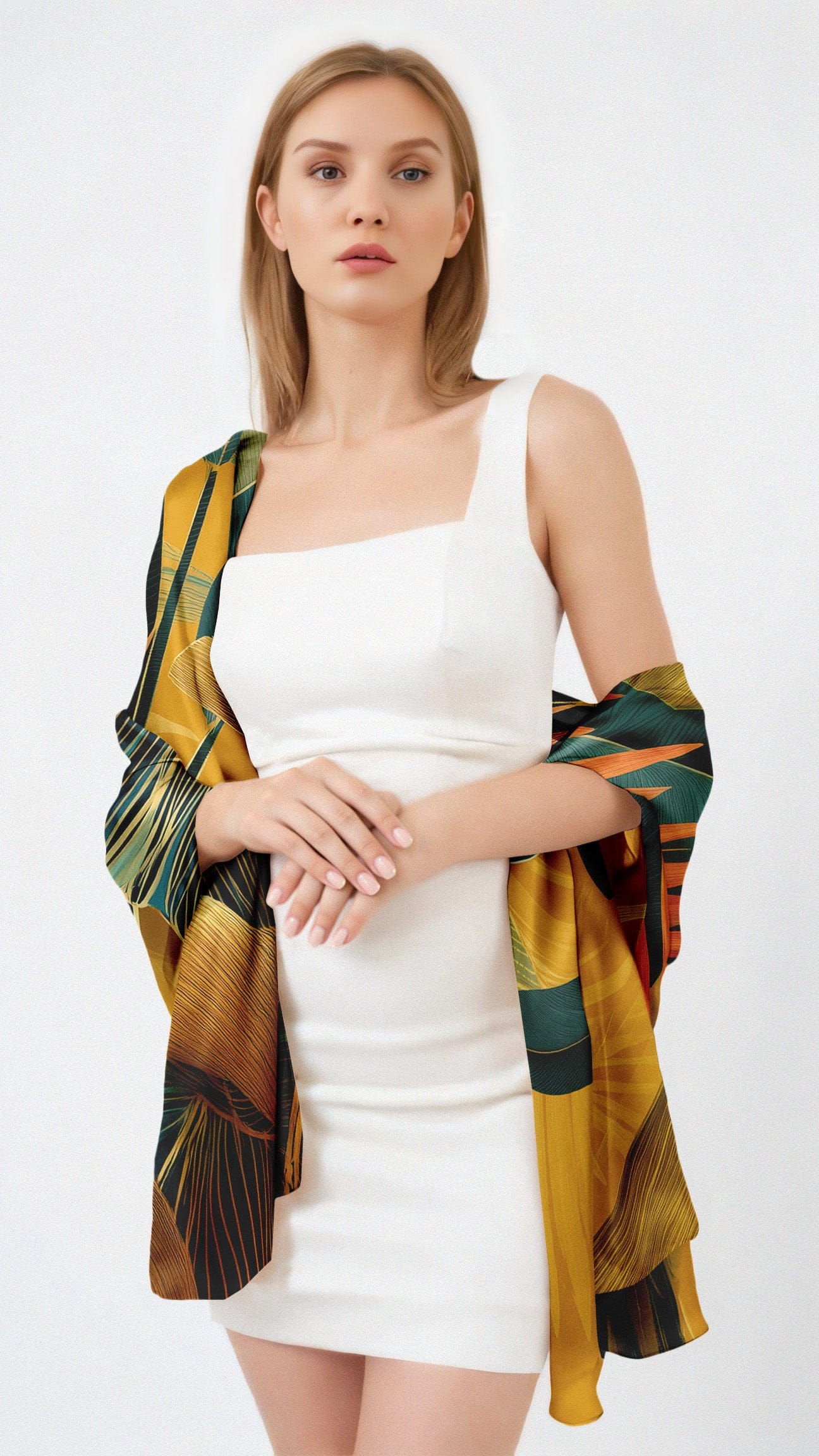 WILD LEAF HORIZON SILK LONG LADIES SCARF