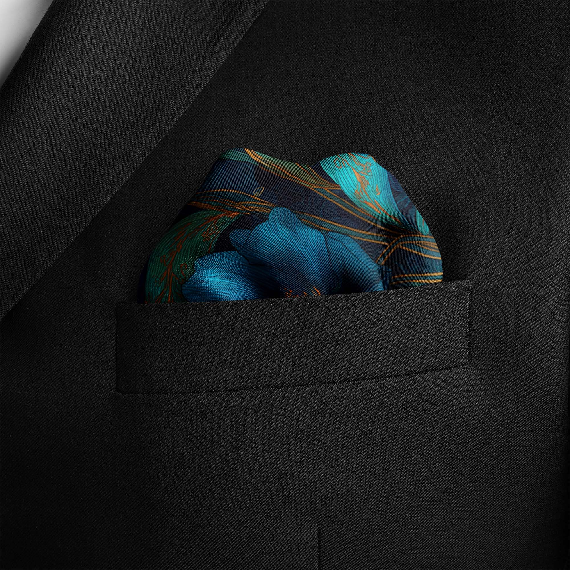 NOCTURNAL PETALS SILK POCKET SQUARE