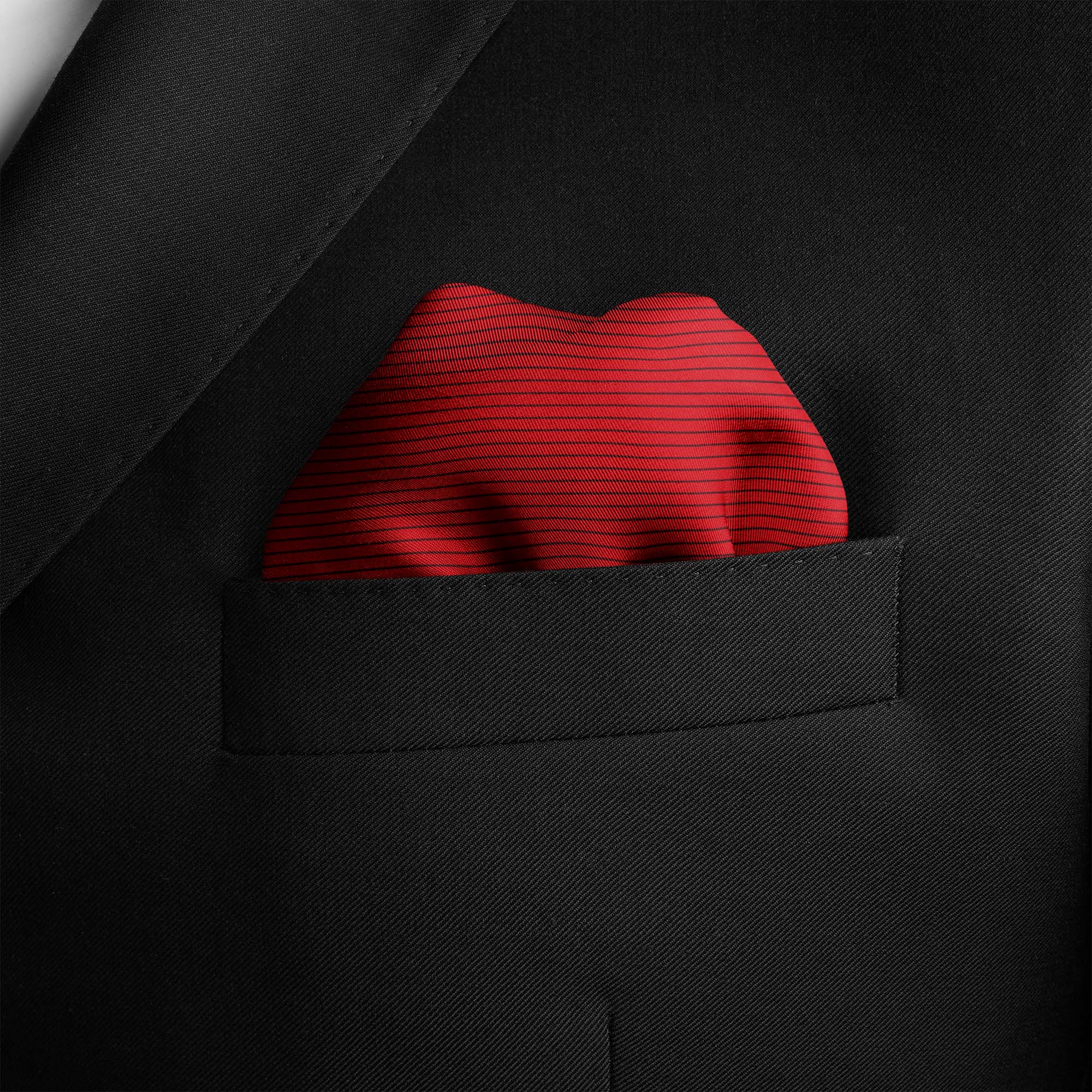 RED STRIPE SILK POCKET SQUARE
