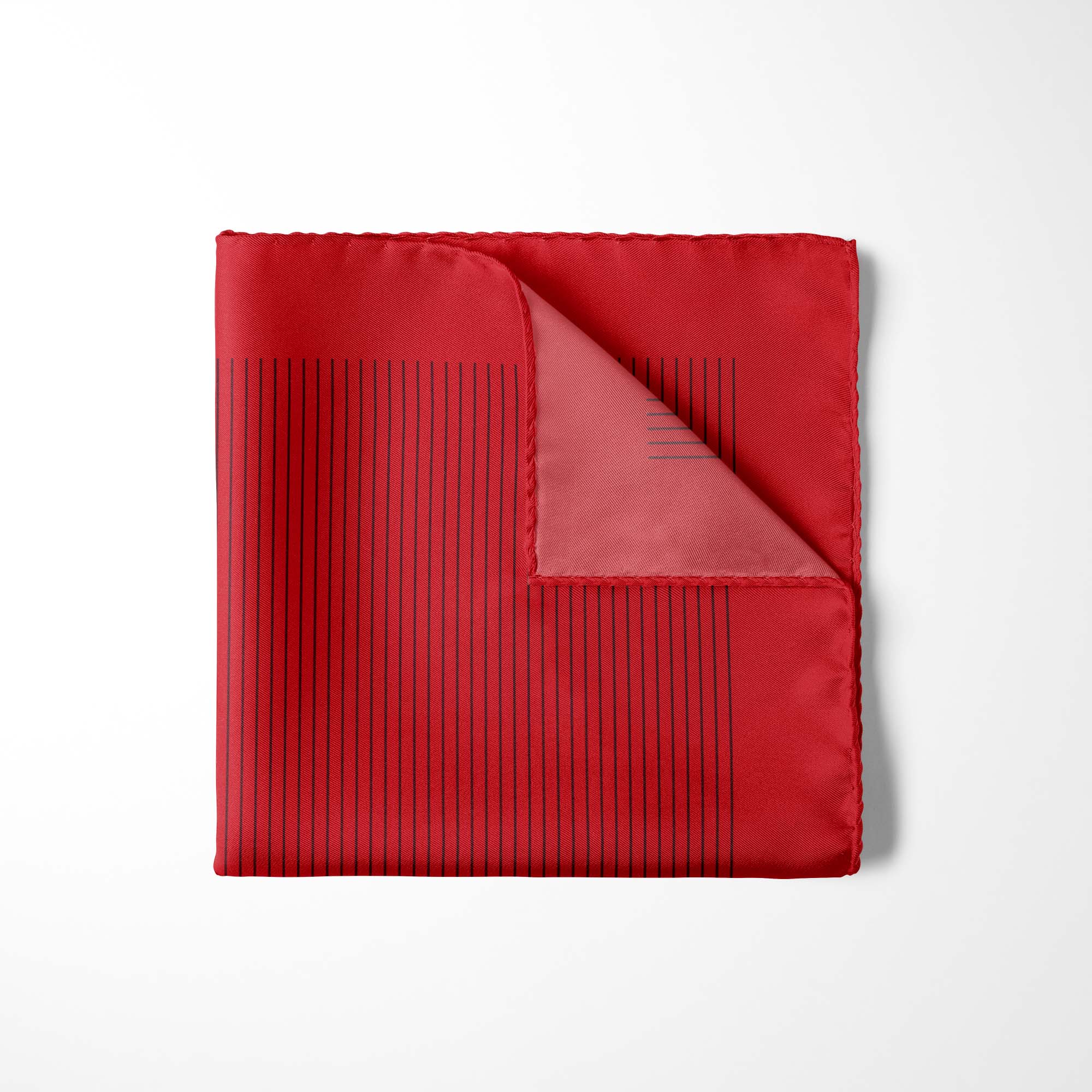 RED STRIPE SILK POCKET SQUARE