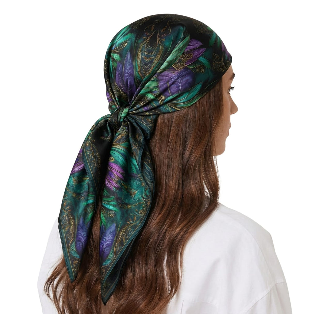 EMERALD BLOOM MANDALA SILK HEAD SCARF