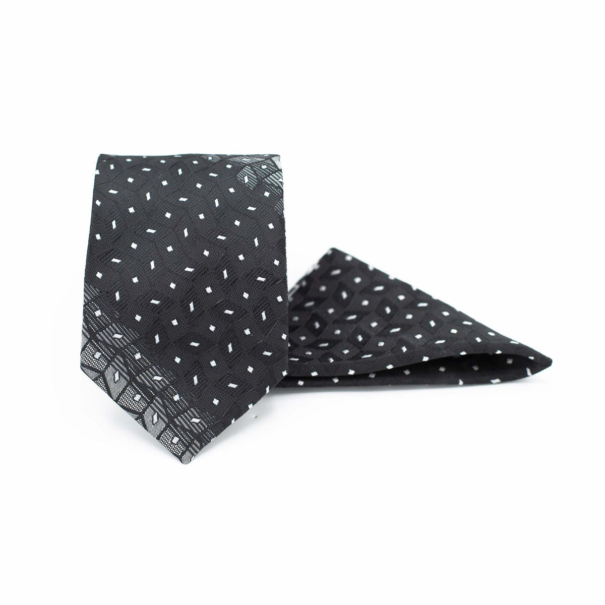 MIDNIGHT DOTS TIE AND POCKET SQUARE SET
