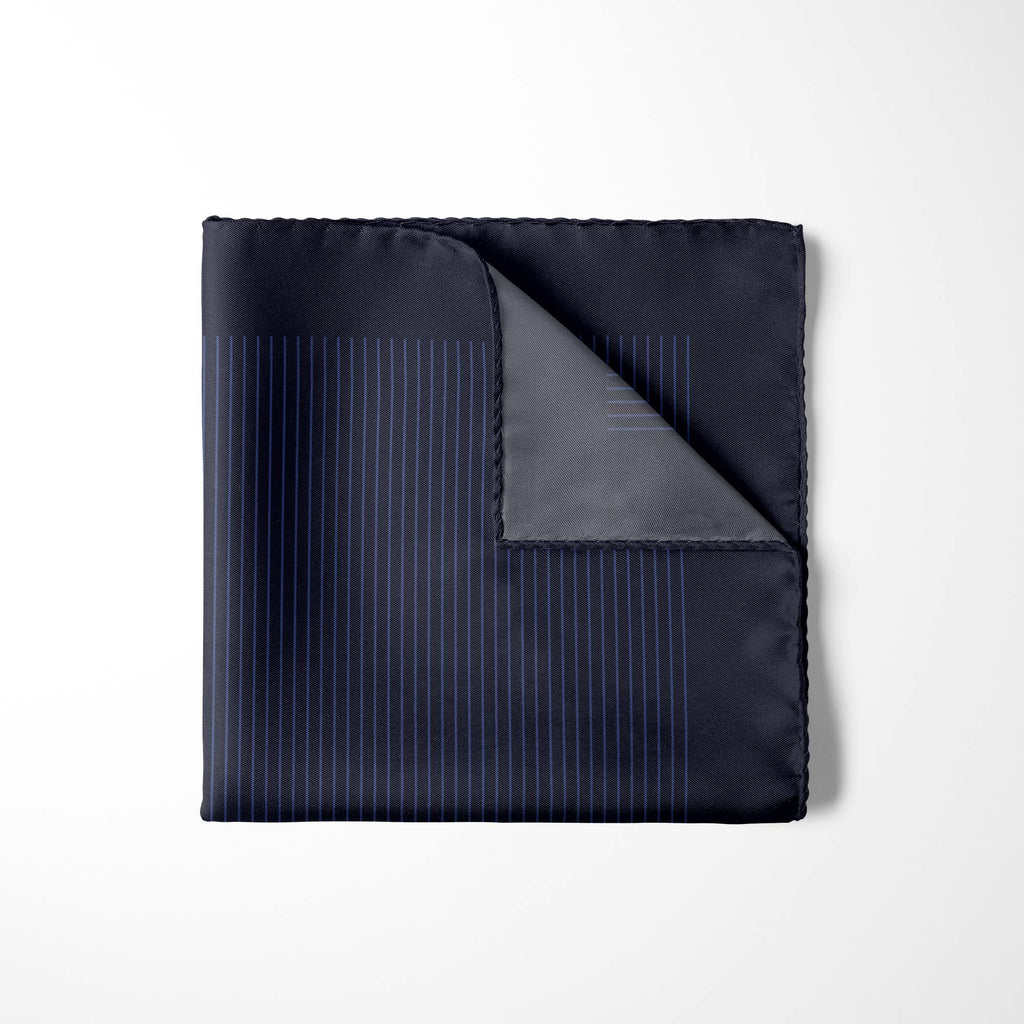 NAVY STRIPE SILK POCKET SQUARE