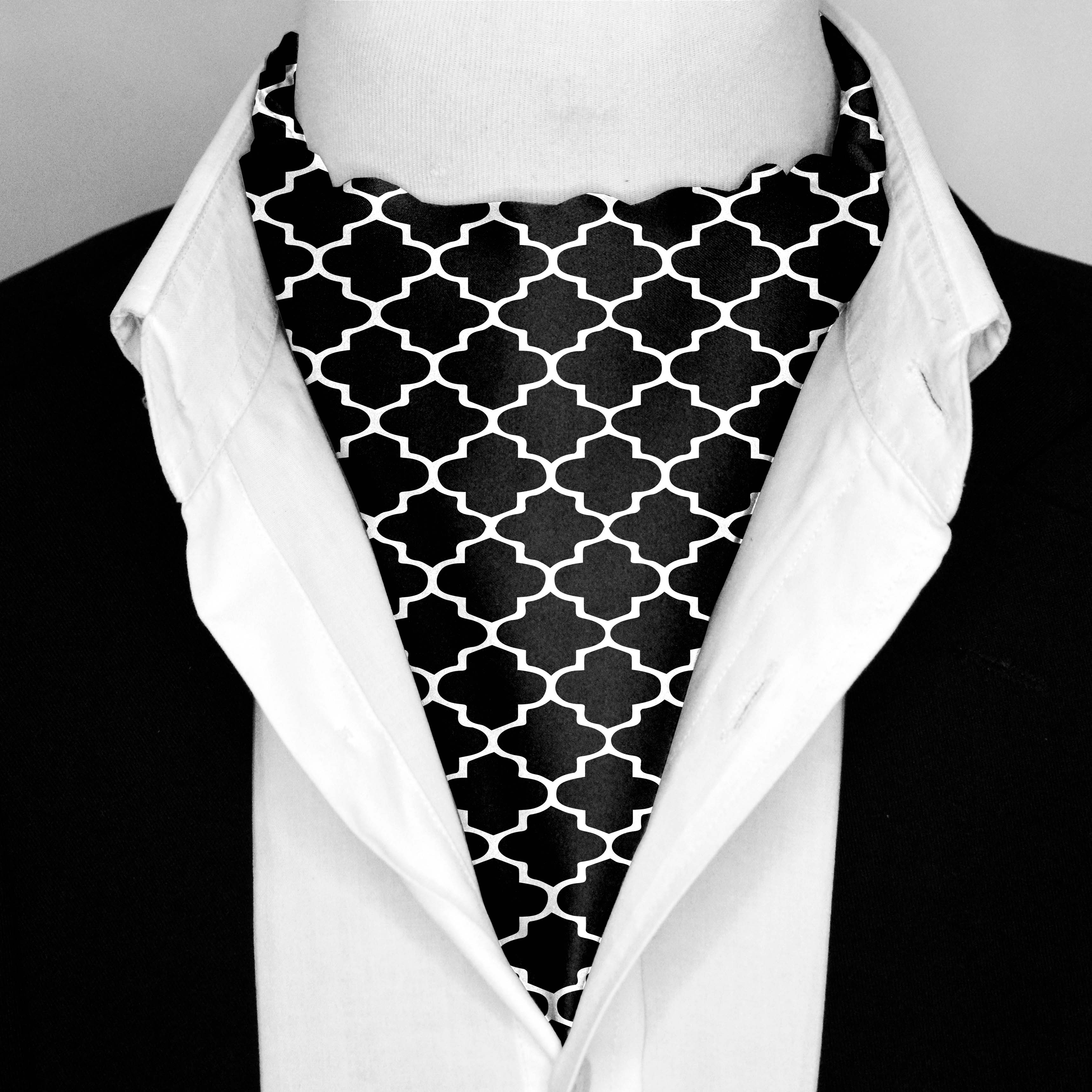 SILVER GEOMETRIC SILK ASCOT – PREMIUM COLLECTION