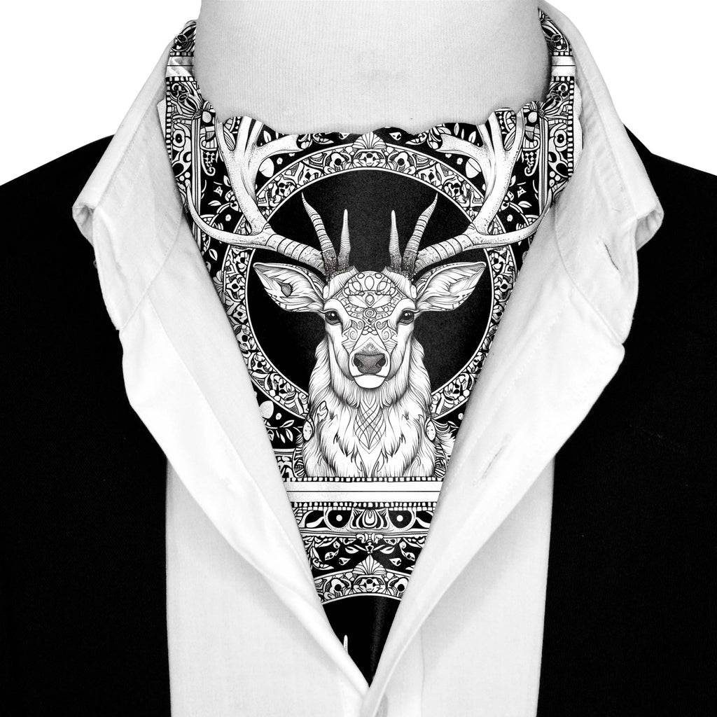 DEER HEAD SILK ASCOT AND POCKET SQUARE SET – PREMIUM COLLECTION