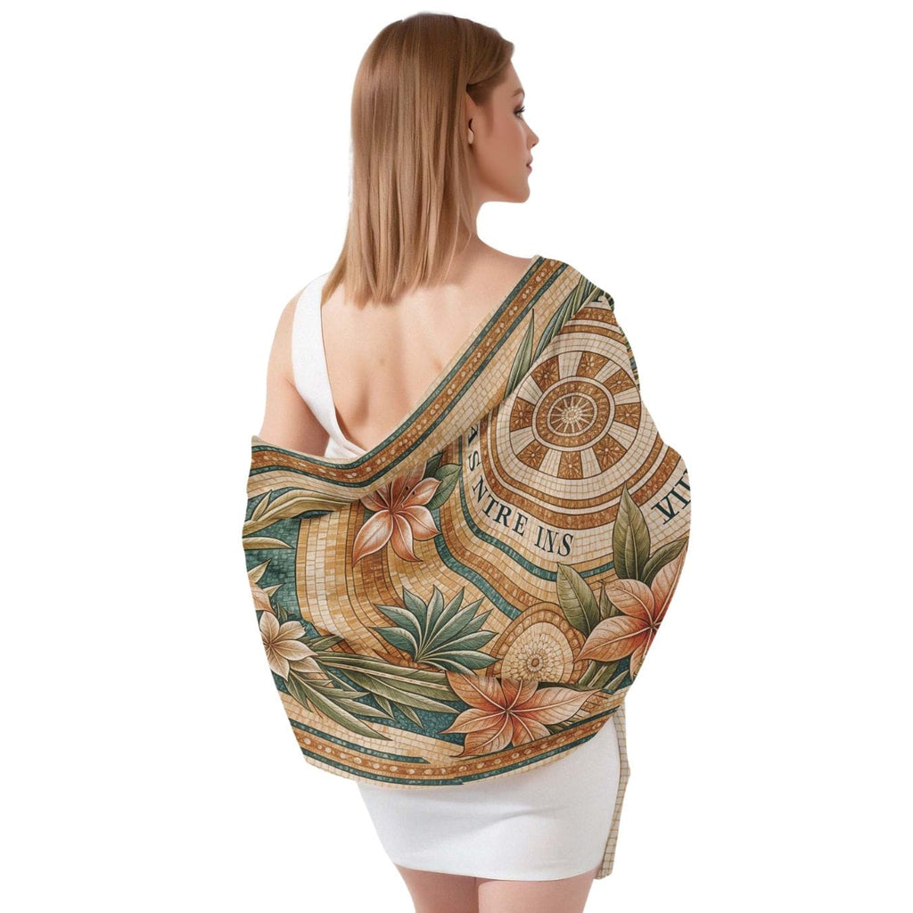 ANTIQUE MOSAIC GARDEN SILK LONG LADIES SCARF