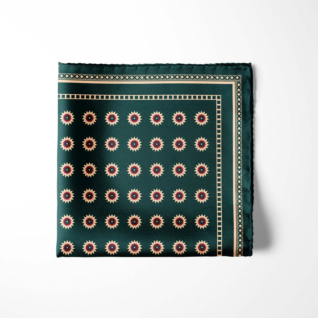GREEN REVISABLE SILK POCKET SQUARE