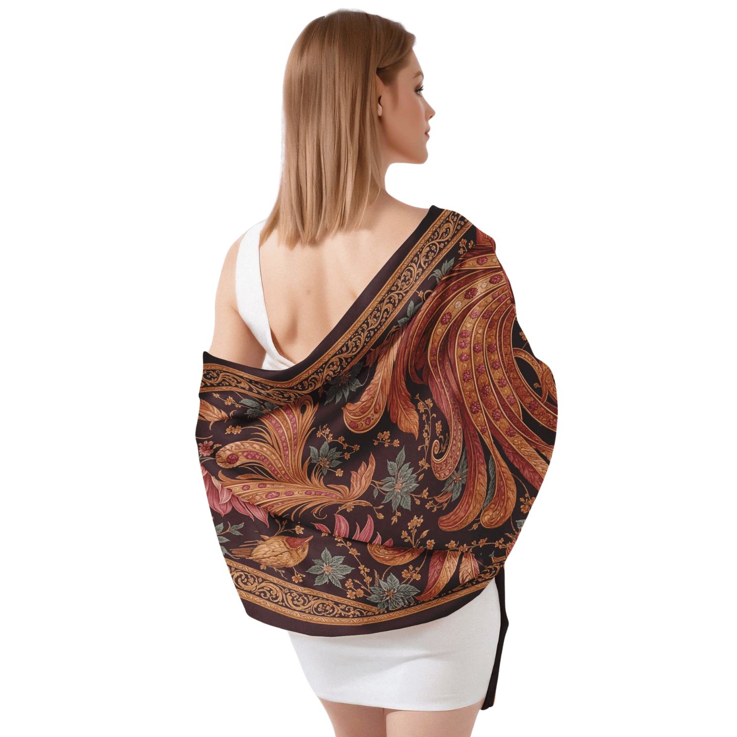 PHOENIX BLOOM SILK LONG LADIES SCARF