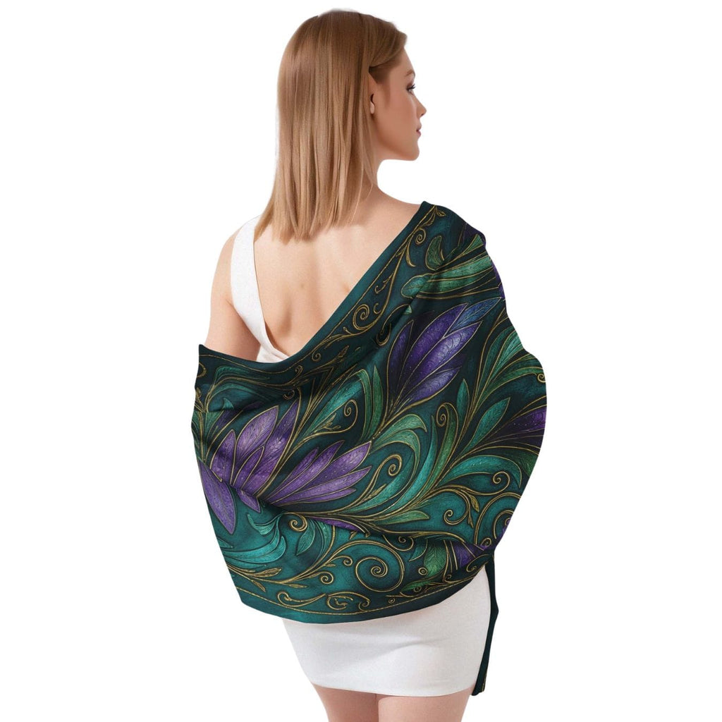EMERALD BLOOM MANDALA SILK LONG LADIES SCARF