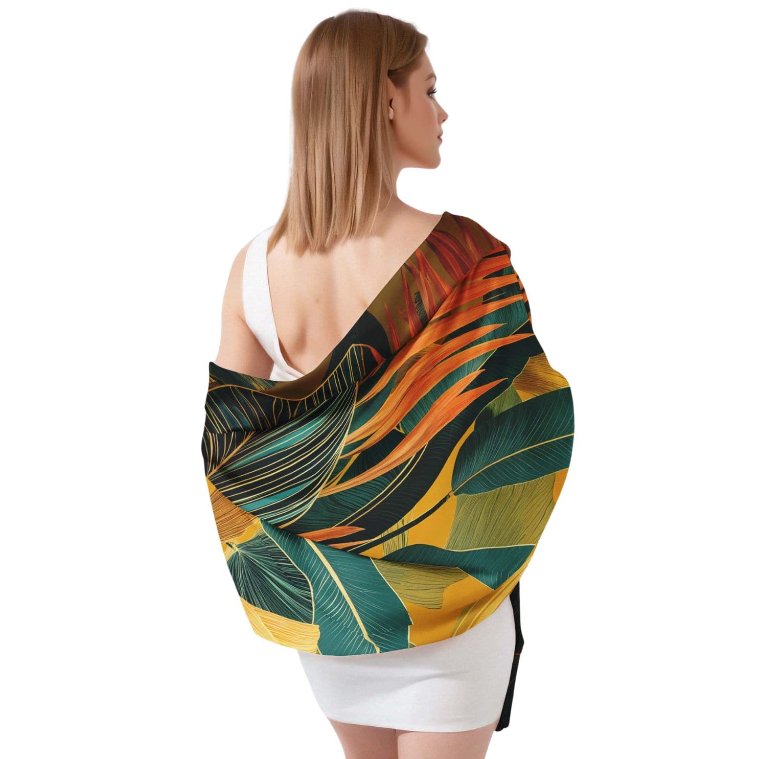 WILD LEAF HORIZON SILK LONG LADIES SCARF