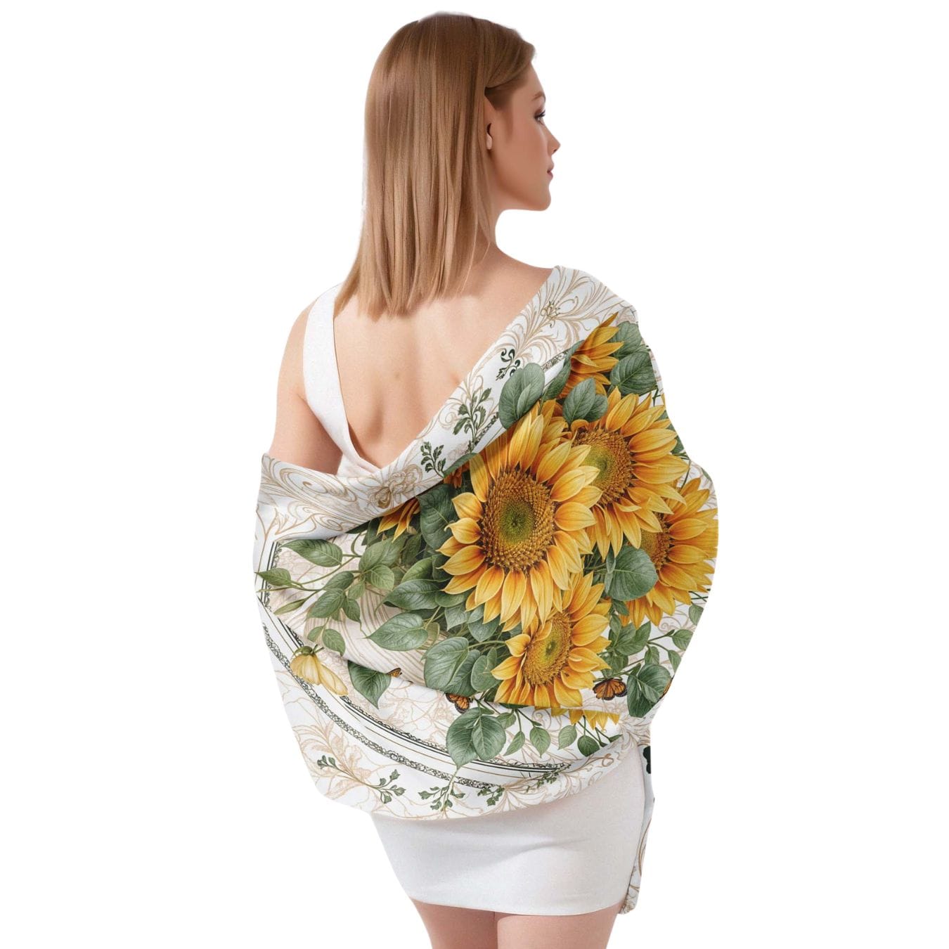 FLOWER MEADOW SILK LONG LADIES SCARF