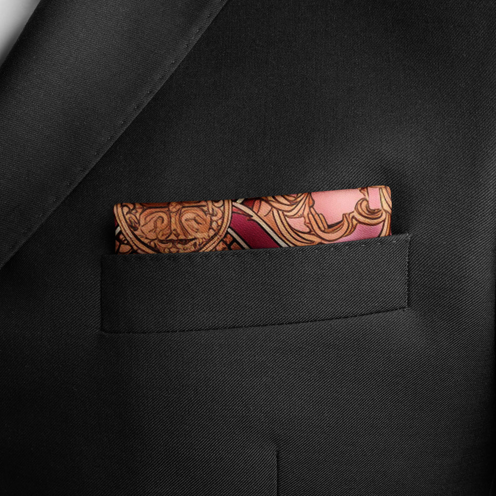 GEOMATRIC PATTERN SILK POCKET SQUARE