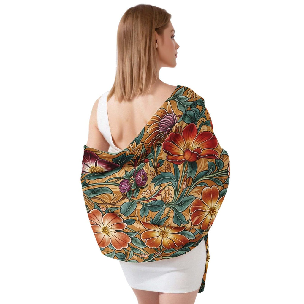 AUTUMN FLORAL SILK LONG LADIES SCARF