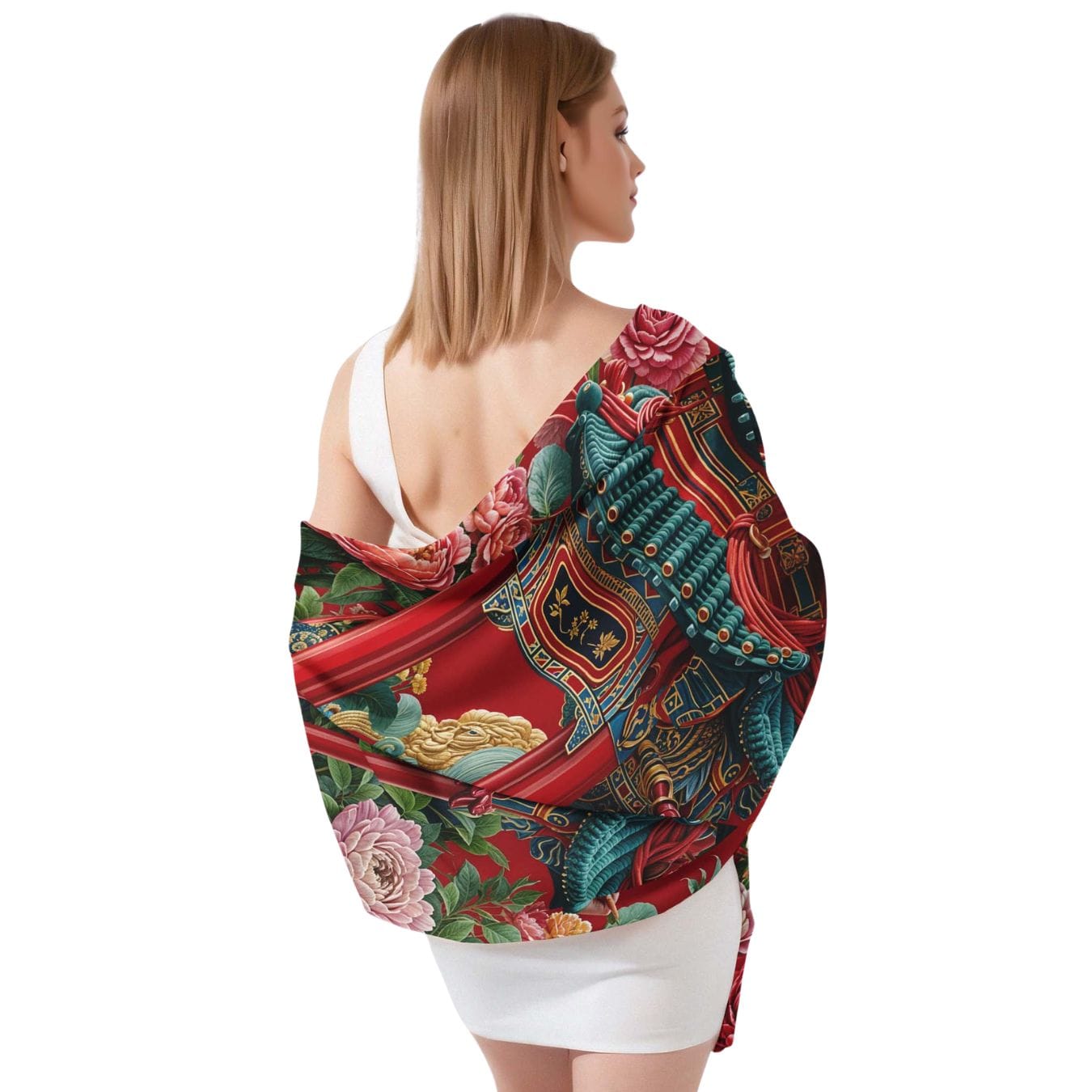CRIMSON DYNASTY GARDEN SILK LONG LADIES SCARF
