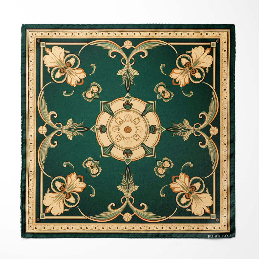 VINTAGE GREEK SILK ASCOT AND POCKET SQUARE SET – PREMIUM COLLECTION