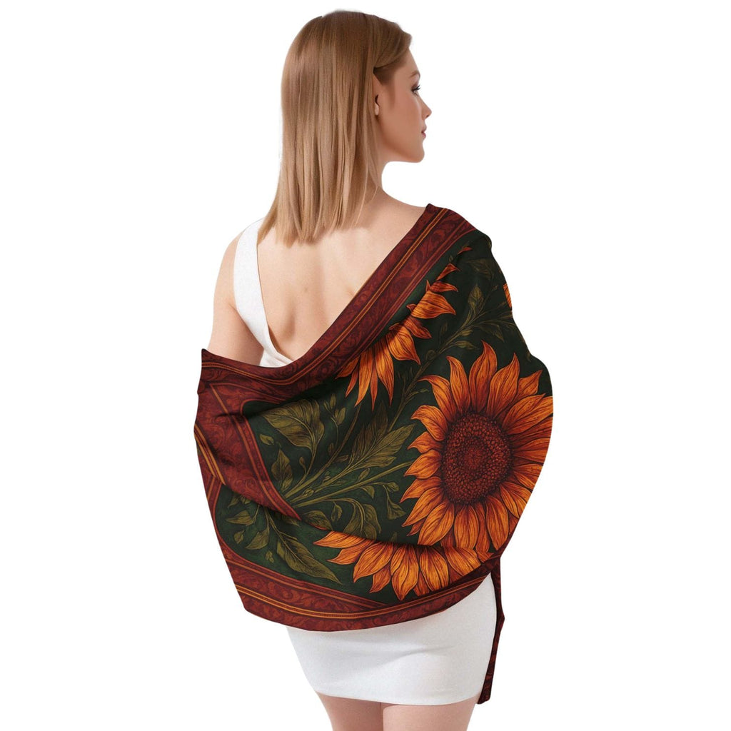 VIBRANT SUNFLOWER SILK LONG LADIES SCARF