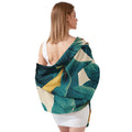 TURQUOISE BOTANICAL SILK LONG LADIES SCARF