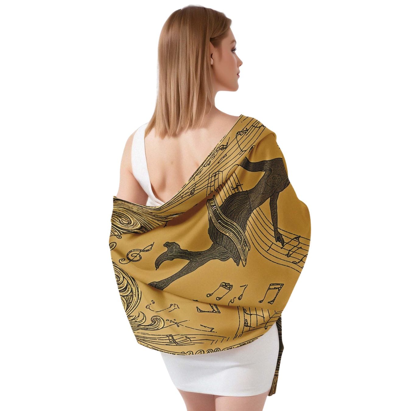 LADY OF MUSIC SILK LONG LADIES SCARF