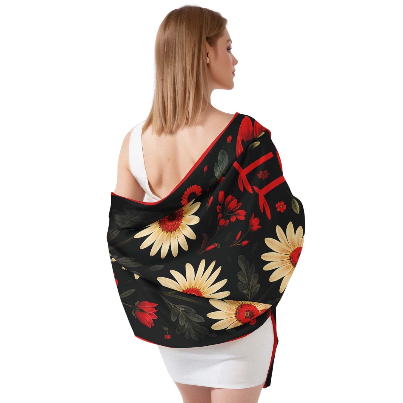 FLORAL OF ANIMAL SILK LONG LADIES SCARF
