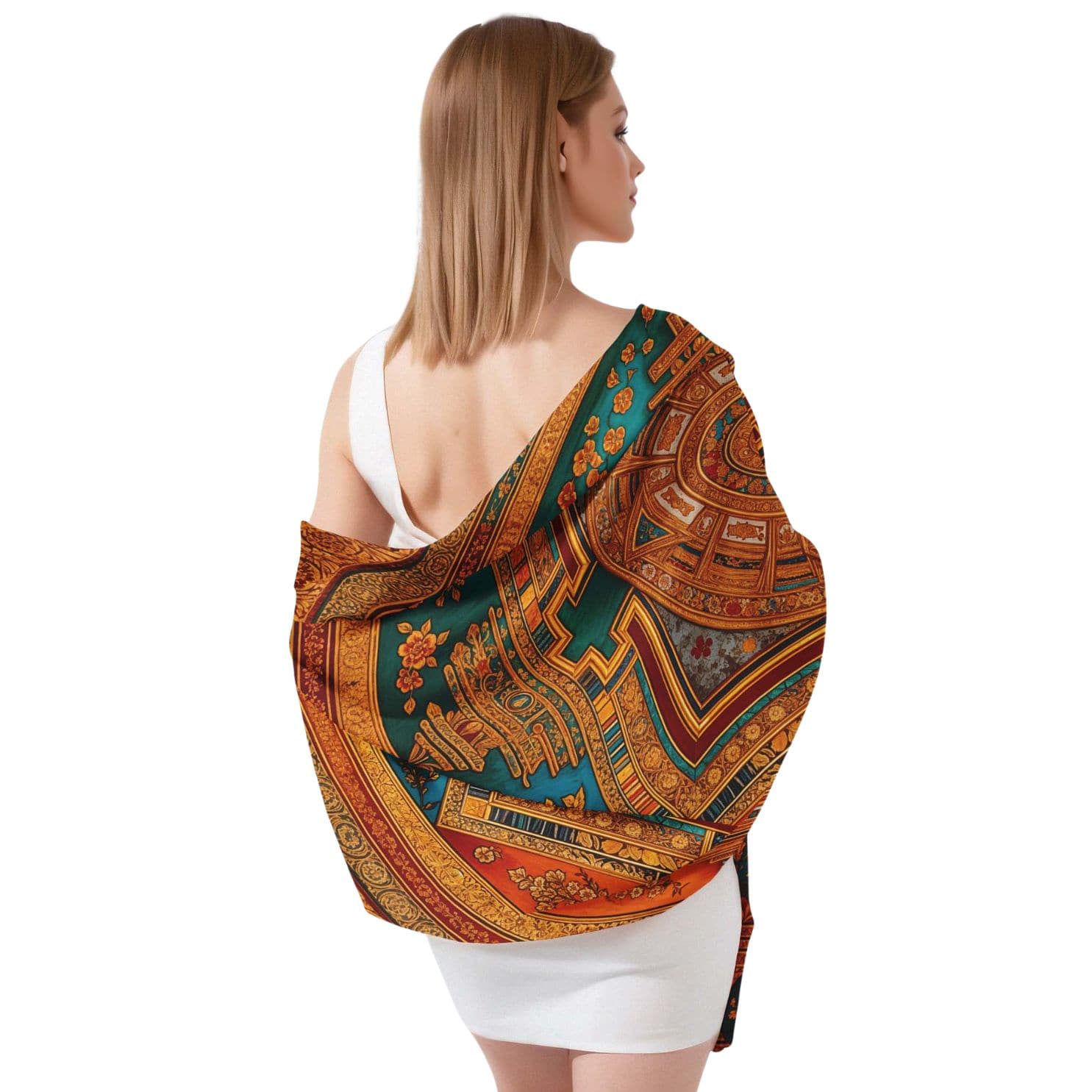 SACRED DHARMA MANDALA SILK LONG LADIES SCARF