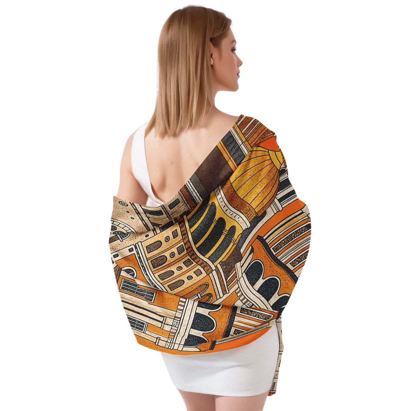 ARCHITECTURAL MOSAIC SILK LONG LADIES SCARF