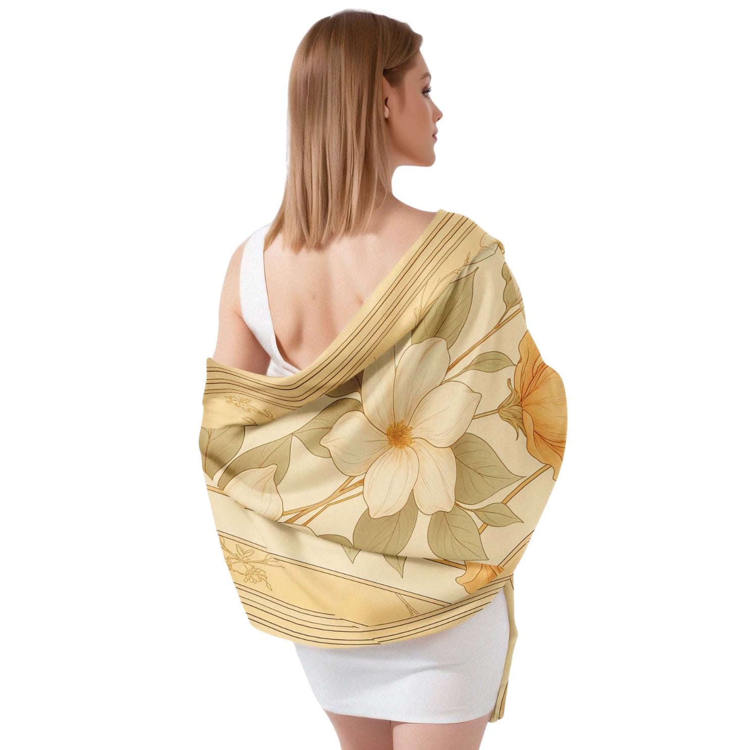 VIETNAMESE LOTUS SILK LONG LADIES SCARF