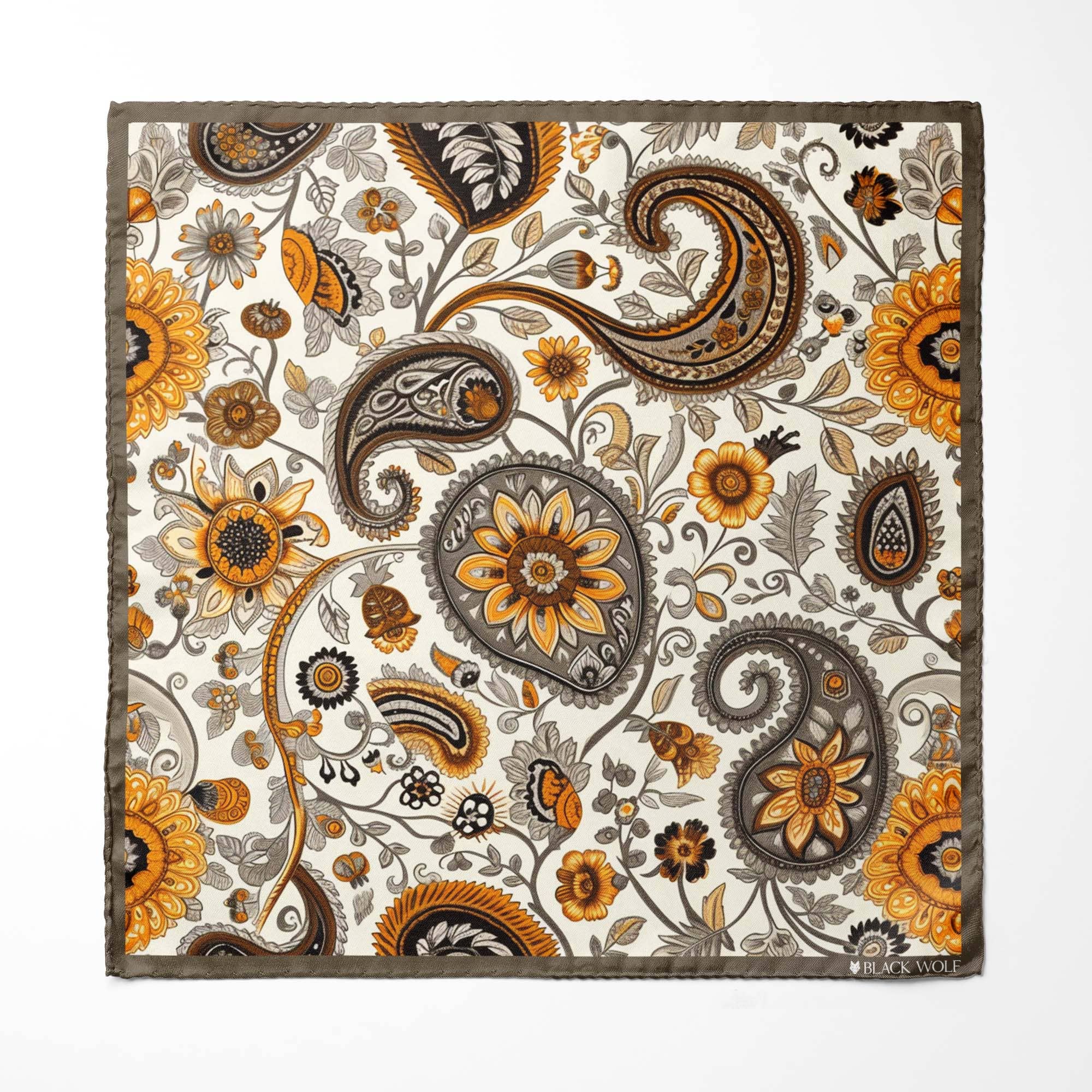 A DITSY PAISLEY SILK ASCOT AND POCKET SQUARE SET – PREMIUM COLLECTION